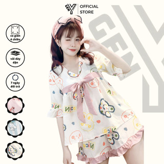 Đồ bộ nữ pijama mặc nhà GenY - Bộ ngủ nữ dễ thương quần cộc áo cộc chất vải thô hàn mềm cho mùa hè