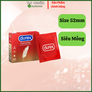 Bao cao su Durex Fetherlite siêu mỏng, size 52mm, 12 bao/hộp (che tên sản phẩm khi giao hàng)