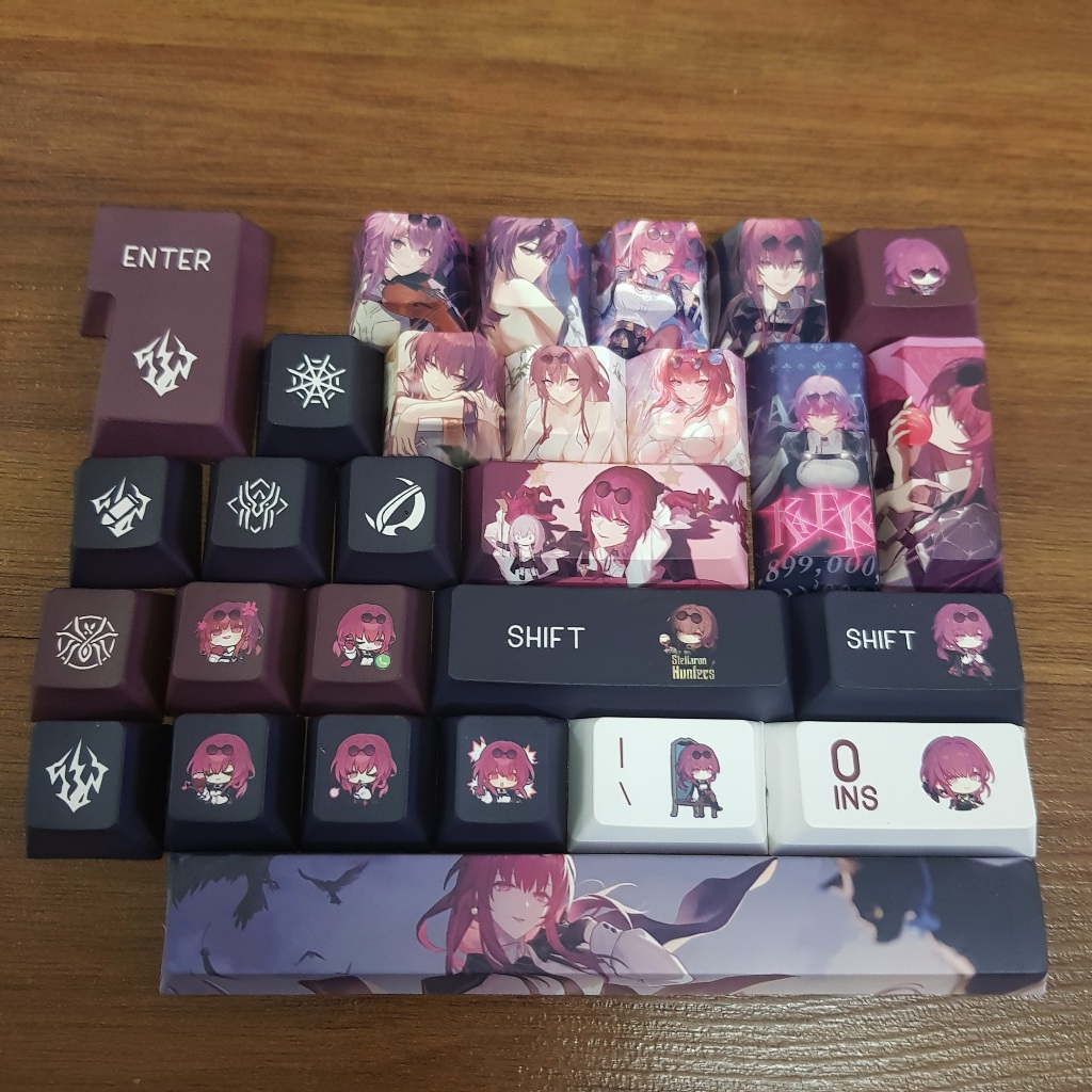 Keycap Honkai: Star Rail Kafka thick PBT xuyên led in dyesub 5 mặt 135 phím anime layout keycaps Genshin Impact