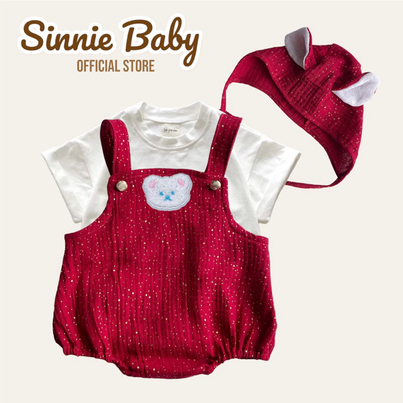 Bộ đồ Giáng Sinh lấp lánh cho bé Sinnie, bodysuit daung yếm mũ tai gấu Noel - BST Giáng Sinh 2023