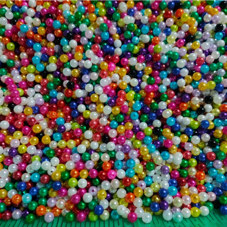 10-25-50gam hạt châu có lỗ 8mm, ngoc trai nhựa, hạt bẹt, cườm nhiều màu