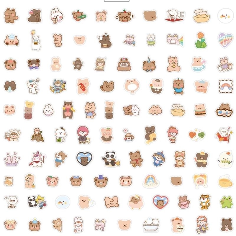 Bộ 100 miếng dán sticker cute chống thấm nước cho bé trang trí sách vở, bình nước, vali,... chất liệu decal PVC cao cấp