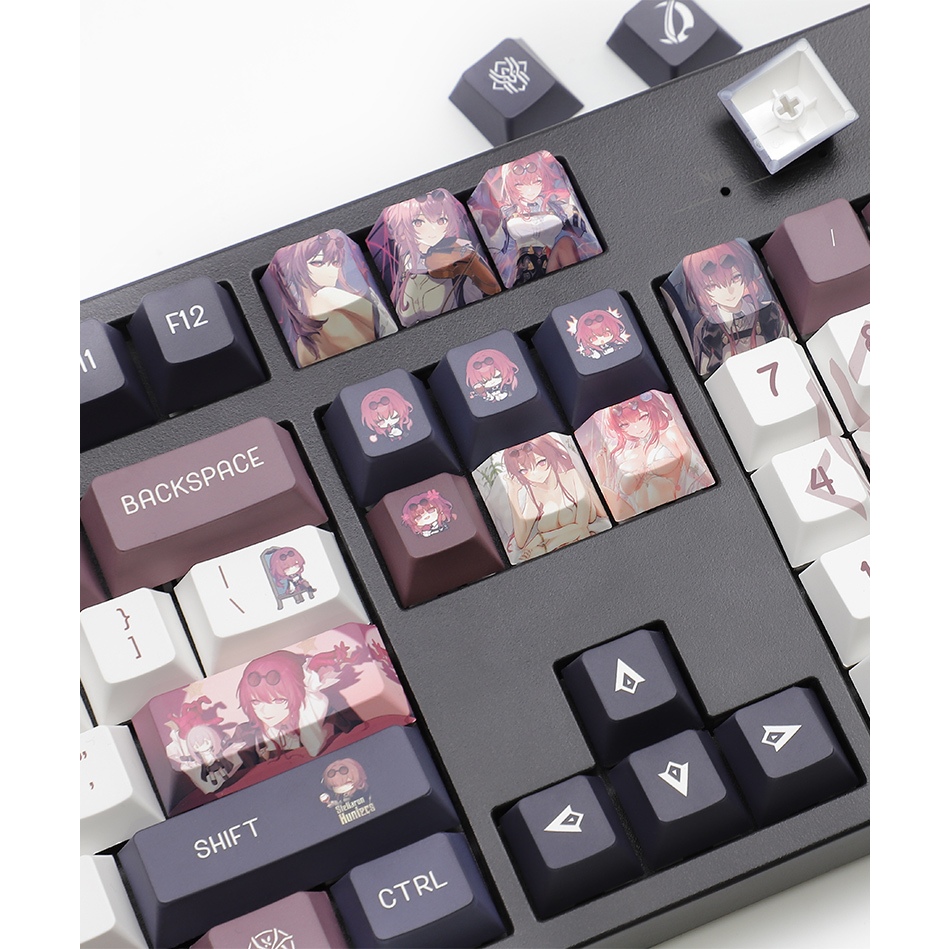 Keycap Honkai: Star Rail Seele thick PBT xuyên led in dyesub 5 mặt 135 phím anime layout keycaps Genshin Impact