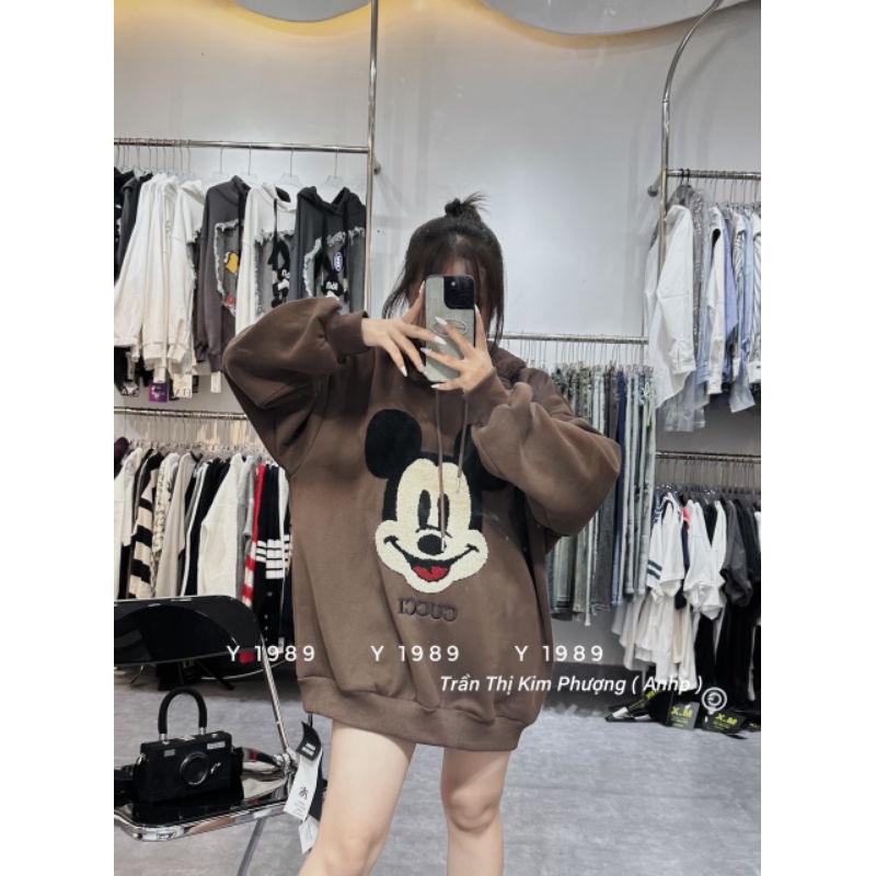Áo nỉ hình Mickey lót lông