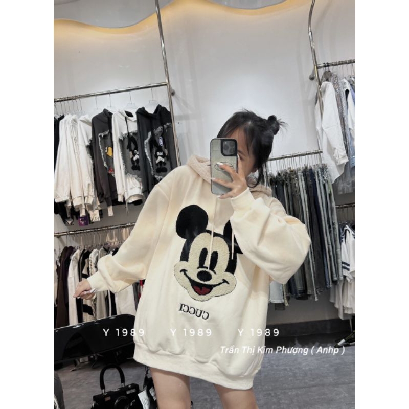 Áo nỉ hình Mickey lót lông