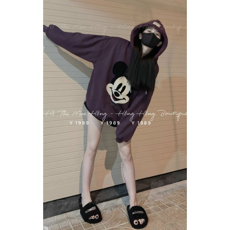 Áo nỉ hình Mickey lót lông
