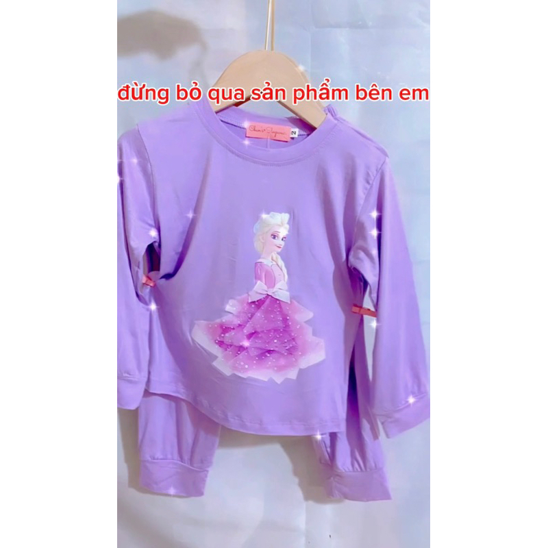 Bộ công chúa Elsa thu đông cho bé gái chất COTTON LẠNH