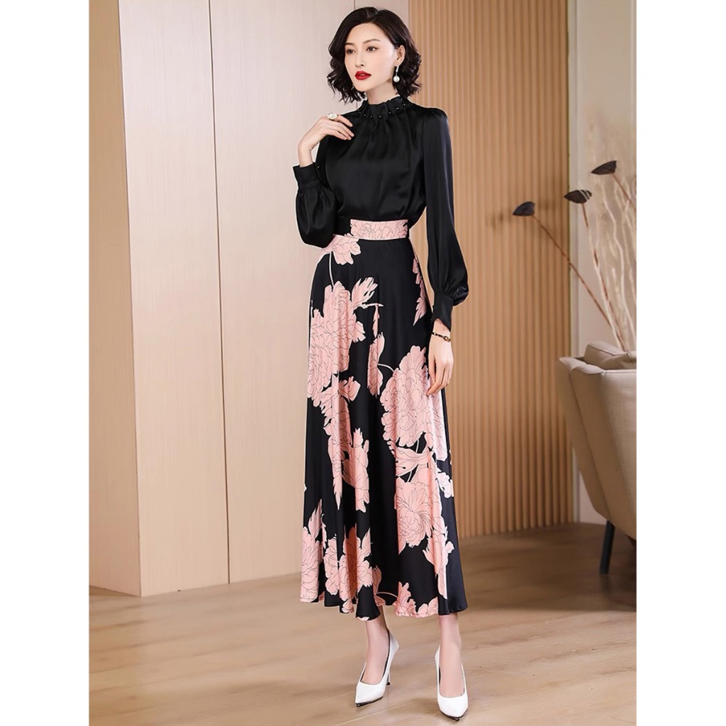ÁO CỔ HẠT + CHÂN VÁY XÒE HOA 2120