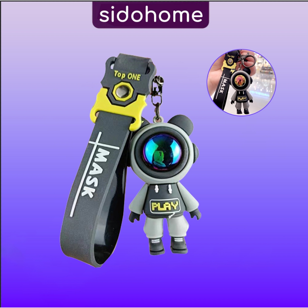 Móc khóa cute anime màu đen SIDOHOME dễ thương dây cao su cho xe máy ô tô trang trí