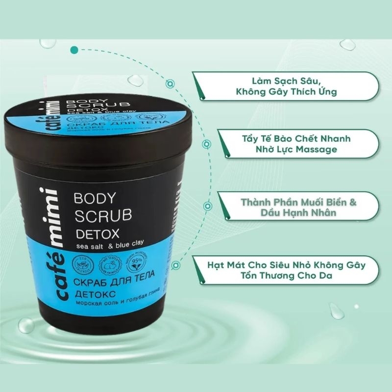 Tẩy tế bào da chết cơ thể Cafe Mimi Detox