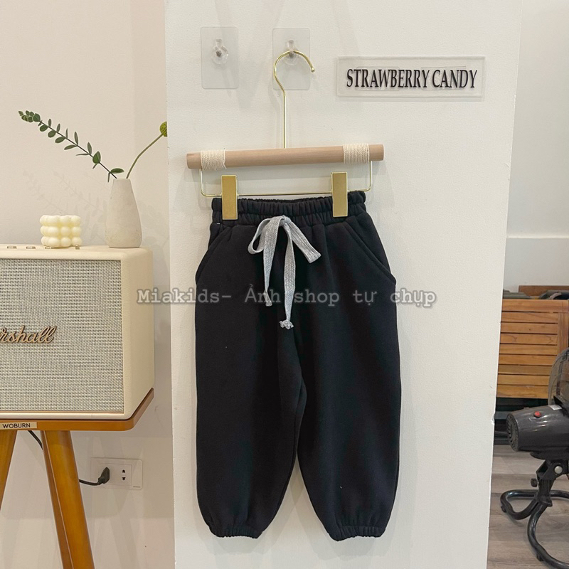 Quần bomber Nỉ Bông Phối DÂY cho bé trai bé gái từ 8-23kg