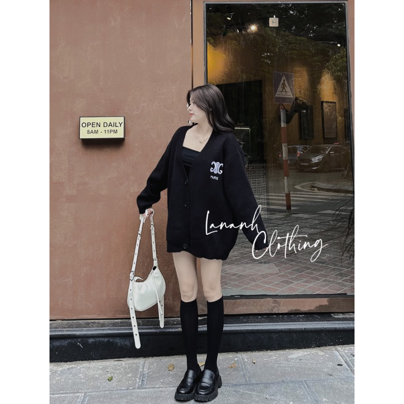 Áo len cardigan nữ hàng QC loại 1, 4 cúc dày dặn / 3 màu Trắng-Ghi xanh-Đen