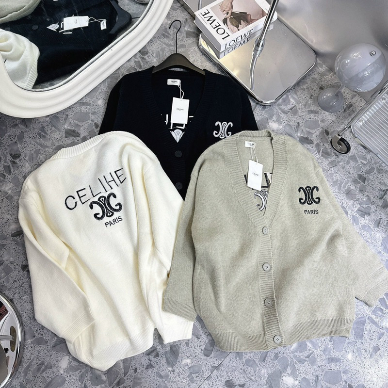 Áo len cardigan nữ hàng QC loại 1, 4 cúc dày dặn / 3 màu Trắng-Ghi xanh-Đen