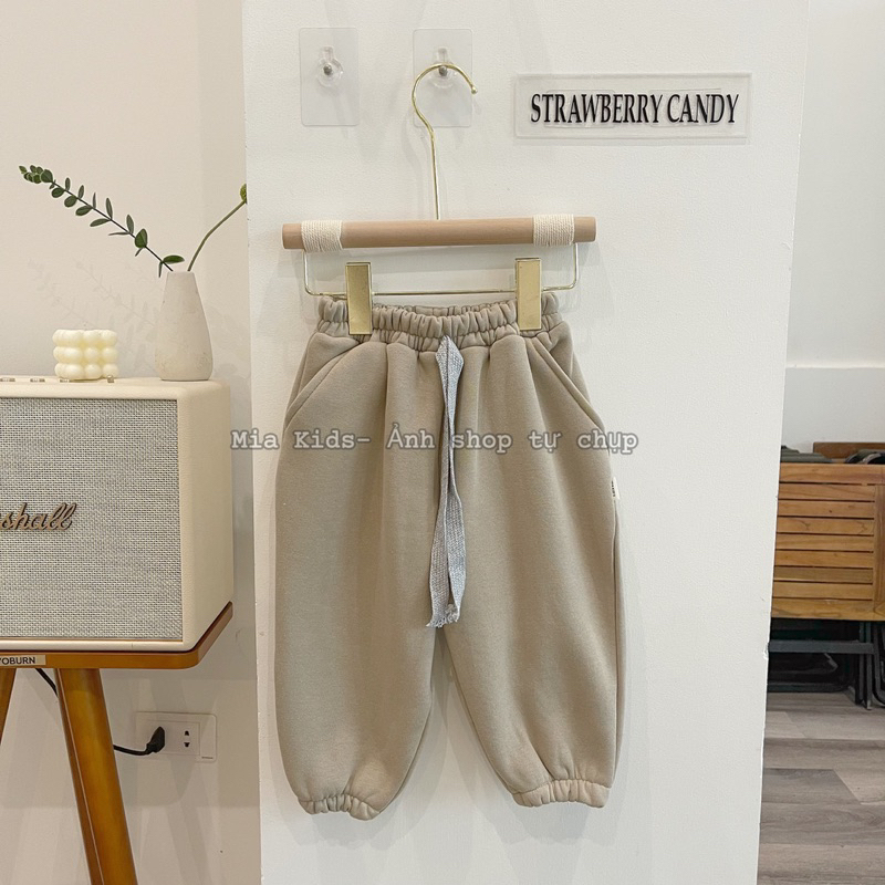 Quần bomber Nỉ Bông Phối DÂY cho bé trai bé gái từ 8-23kg