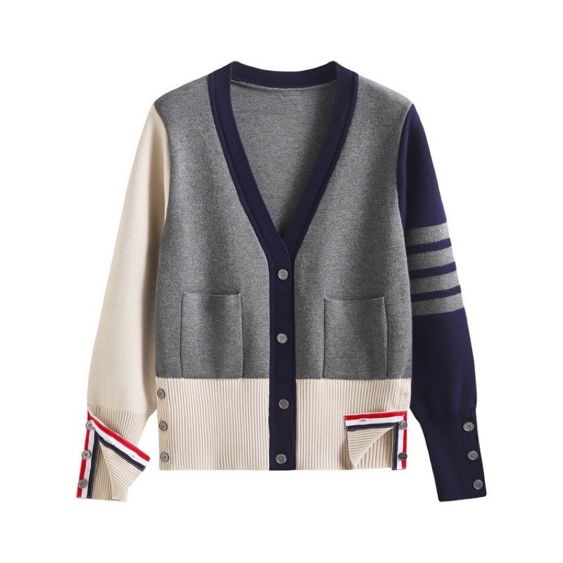 Áo Khoác Cardigan Thom Hoạ Tiết 2 Vạch Chất Len Dệt Kim Cao Cấp