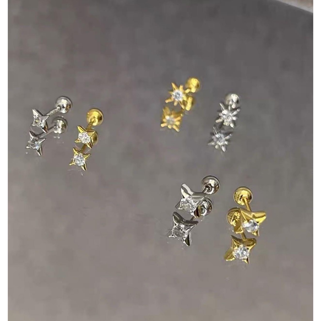 1 CHIẾC bông tai bi sao đá 30% bạc chốt bi