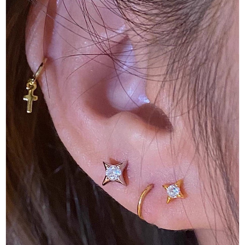 1 CHIẾC bông tai bi sao đá 30% bạc chốt bi