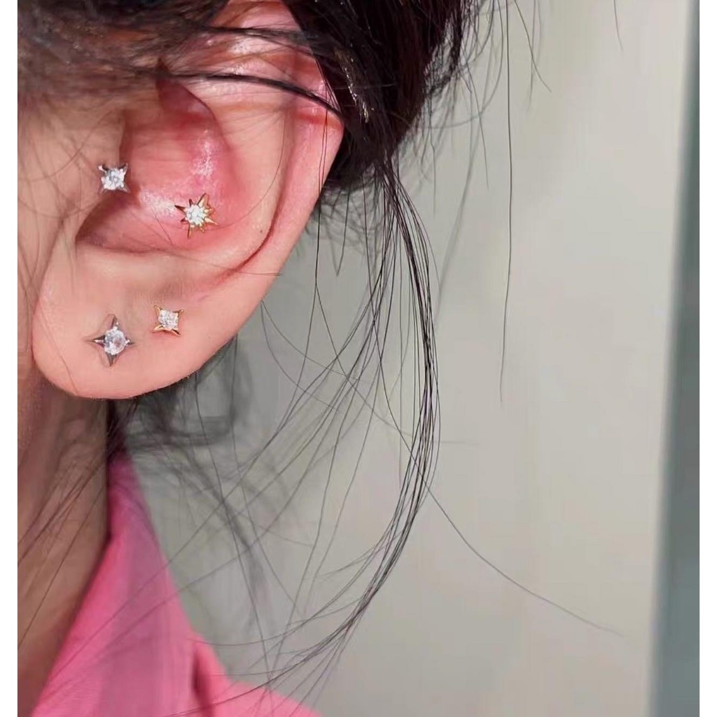 1 CHIẾC bông tai bi sao đá 30% bạc chốt bi