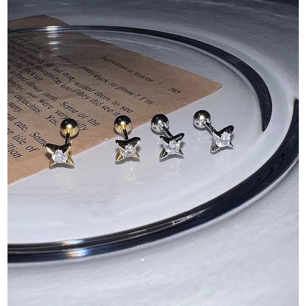 1 CHIẾC bông tai bi sao đá 30% bạc chốt bi