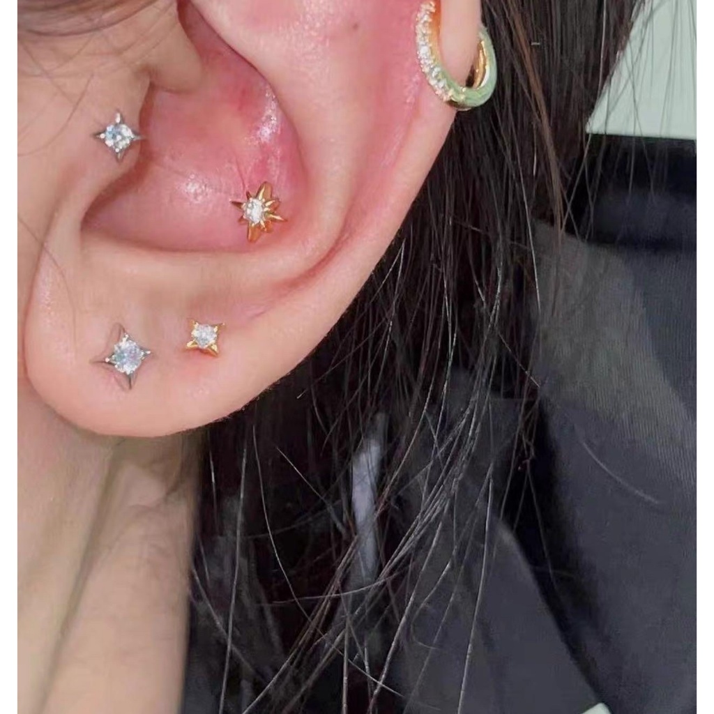 1 CHIẾC bông tai bi sao đá 30% bạc chốt bi