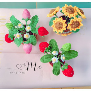 Chậu hoa len dâu tây handmade ( Chậu nhỏ)