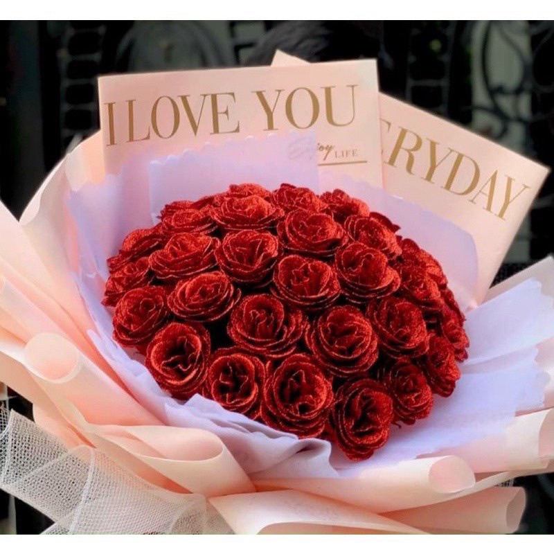 20 Giấy bó hoa tình nhân, giấy chữ i love you sang xịn hàng loai đẹp