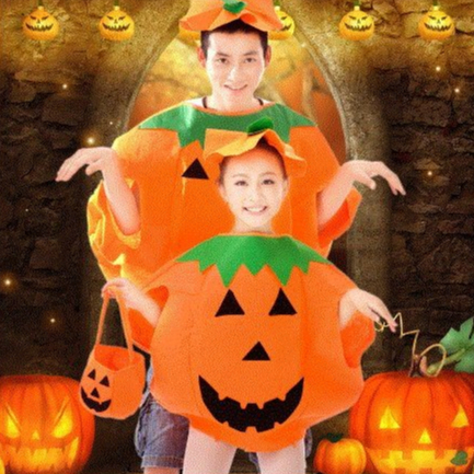 🍄 Halloween Hóa Trang Quả Bí Ngô Cho Bé. Trang Phục Bí Ngô Màu Cam Kèm Mũ Cho Bé Free Size