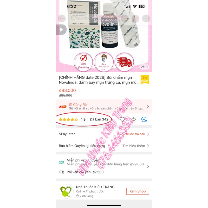 Bôi chấm mụn NOVOLINDA - Hết mụn trứng cá, mụn mủ, viêm da tiết bã nhờn