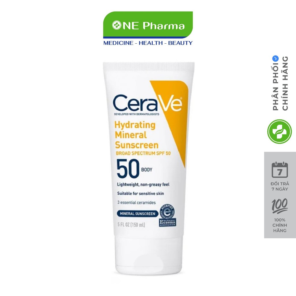 Kem chống nắng dưỡng thể CeraVe Hydrating Mineral Sunscreen SPF 50 150ml