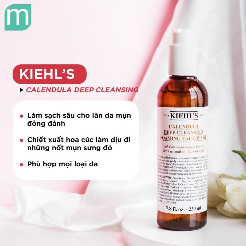 Sữa rửa mặt hoa cúc Kiehl's Calendula Deep Cleansing Foaming Face Wash 230ml (authen)