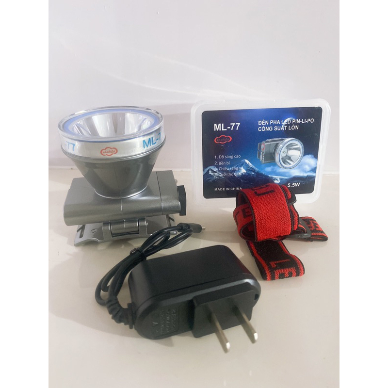 Đèn đội đầu mini siêu sáng siêu mỏng Ml77 choá 6.5cm  gọn nhẹ, chống nước pin lâu