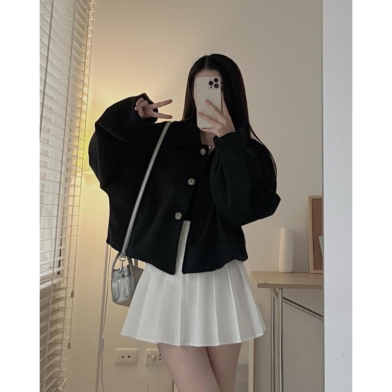 Áo khoác dạ ép tay liền dáng crop siêu xinh