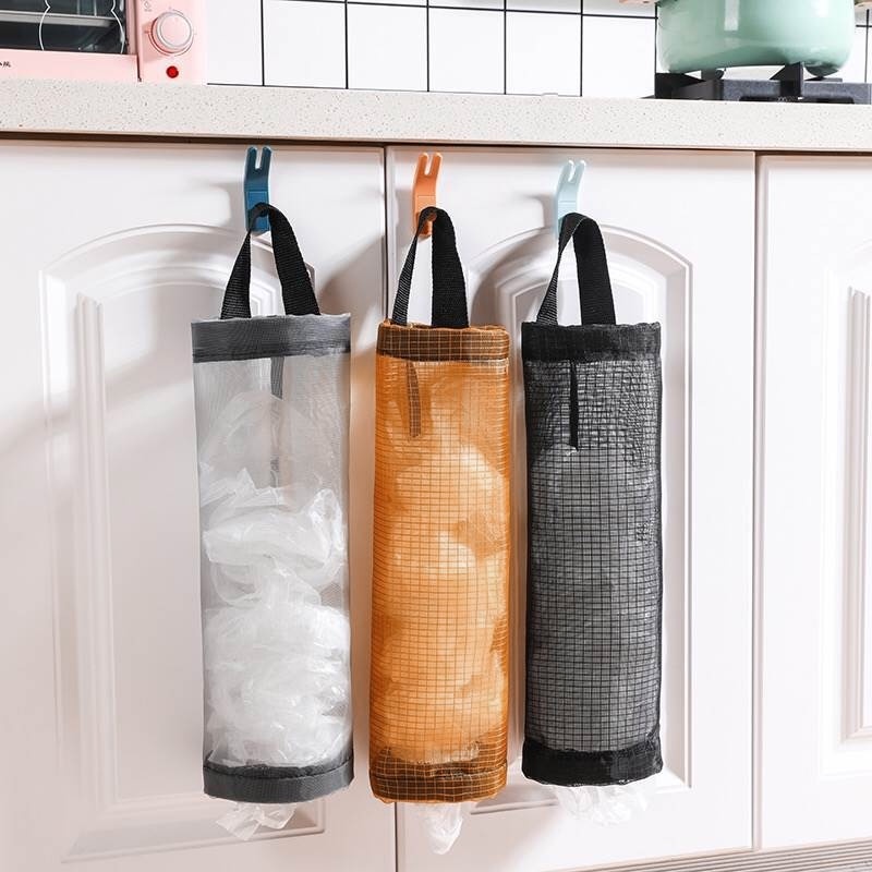 Túi Đựng Rác Bằng Nhựa Dạng Lưới Treo Tường Có Thể Tái Sử Dụng Cho Nhà Bếp