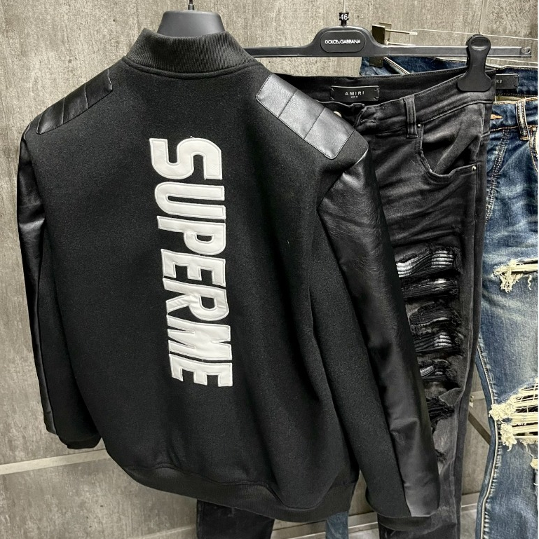 Áo Khoác bomber dạ Super Phối da thêu hàng QC cao cấp hot 2023