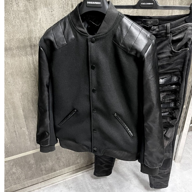 Áo Khoác bomber dạ Super Phối da thêu hàng QC cao cấp hot 2023