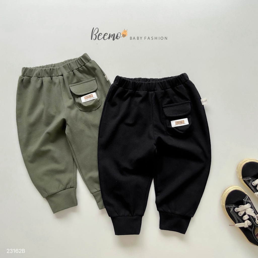 Bộ cotton thể thao dài tay phối sọc in hình gấu Beemo cho bé