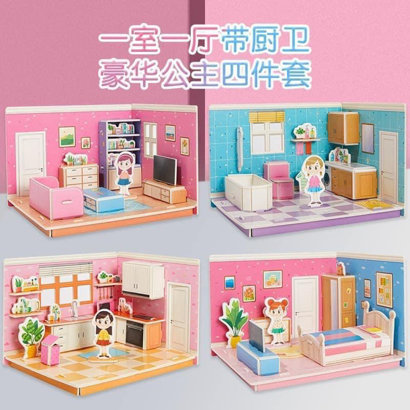 SET 4 MÔ HÌNH CĂN PHÒNG LẮP GIÁP