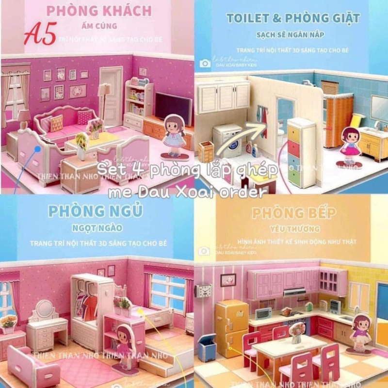 SET 4 MÔ HÌNH CĂN PHÒNG LẮP GIÁP