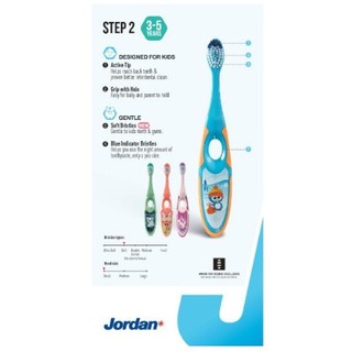 Bàn chải đánh răng Jordan Step 2 (3-5 tuổi), Lông mềm