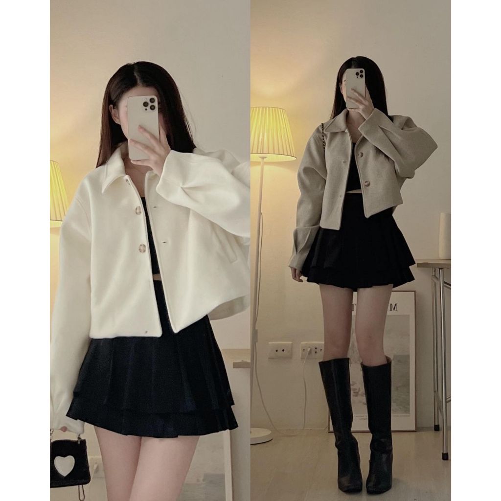 ÁO KHOÁC DẠ ÉP DÁNG CROPTOP SIÊU XINH LOẠI 1