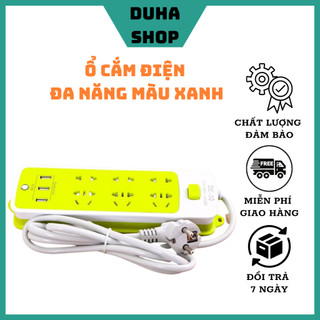 Ổ điện xanh đa năng có 3 cổng cắm USB 6 cổng cắm điện tiện lợi