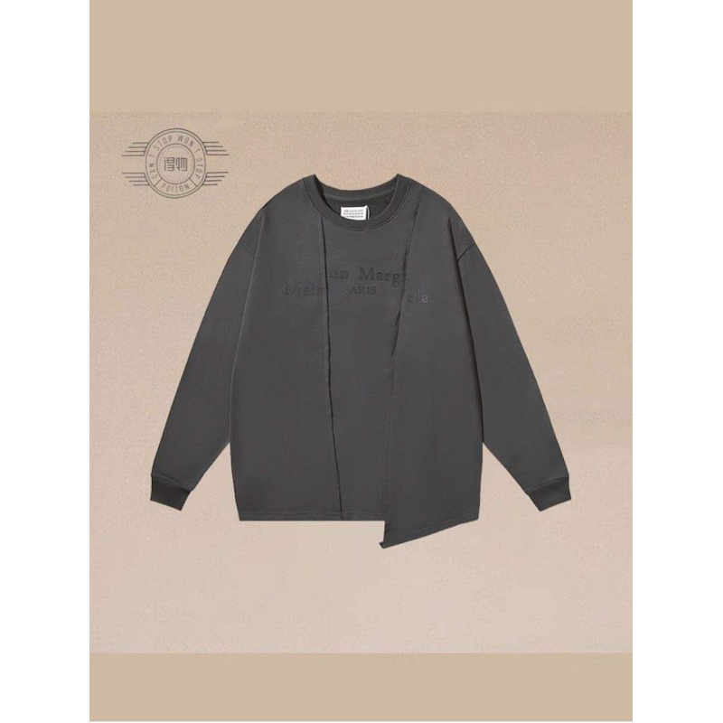 Margiela mm6 Margiela in chữ unisex dáng rộng cổ tròn dài tay