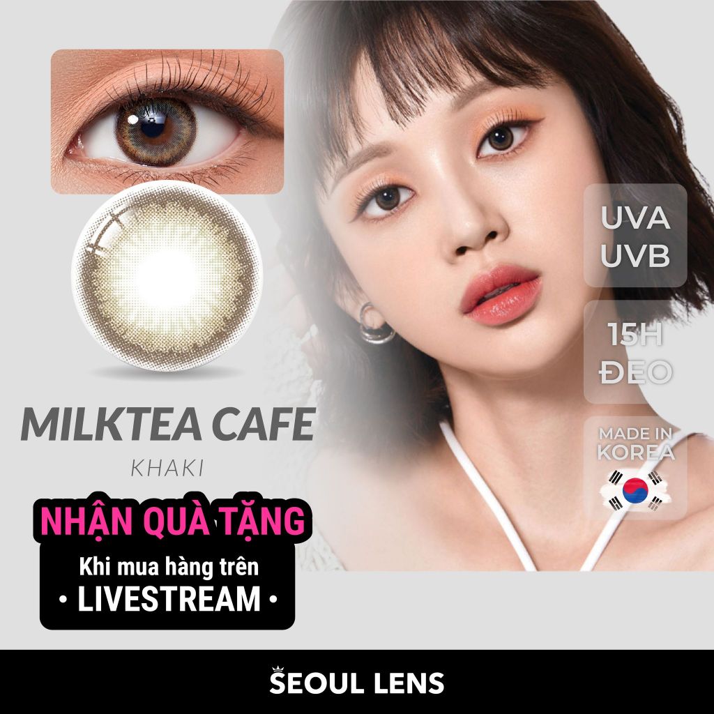 Kính Áp Tròng Hàn Quốc MILKTEA KAKI lens tây 1 ngày