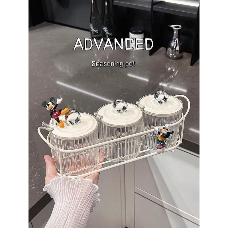 SET 3-4 HŨ GIA VỊ NẮP CÓ VÒNG KHUYÊN TRÒN BẠC