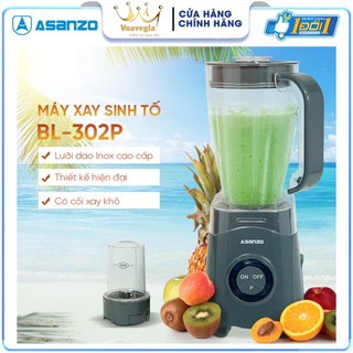 Máy Xay Sinh Tố Đa Năng ASANZO BL302P 300W 1.25L Nhựa Kháng Vỡ, Phím Cảm Ứng Hàng Chính Hãng