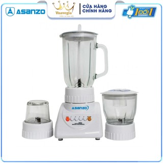 Máy xay sinh tố 3 cối thủy tinh Asanzo BL-300 (Trắng) - Hàng Chính Hãng Bảo Hành 12 Tháng