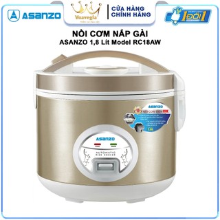 Nồi cơm điện Asanzo nắp gài - 1.8L - RC18AW Hàng Chính Hãng Bảo Hành 12 Tháng
