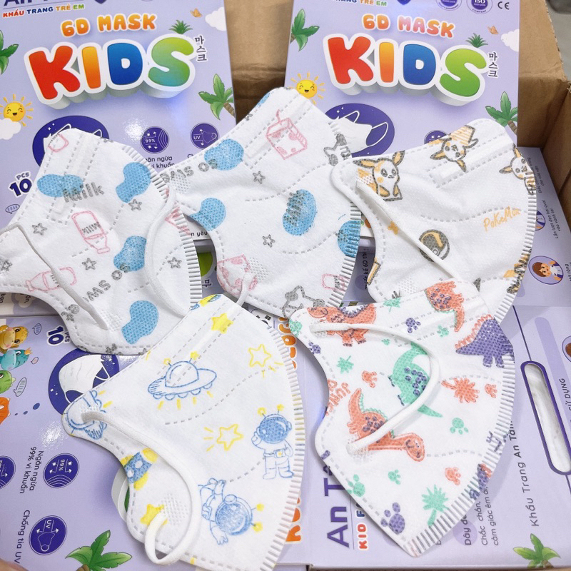 Combo 50 cái khẩu trang y tế 6D Kid An Tâm- khẩu trang 4D trẻ em bé