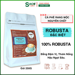 Cà phê Robusta cafe nguyên chất rang xay,gói 250G, cà phê hạt, Đắng mạnh hậu ngọt thơm ngon Saco coffee