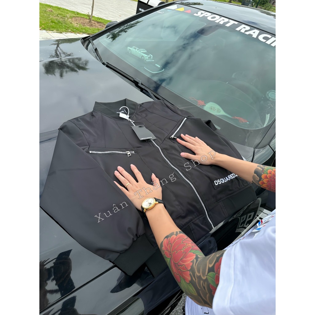 Áo Khoác Gió DSQ2 Họa Tiết Khóa Zip Siêu Cấp Chất Liệu Gió 2 Lớp, Thời Trang Mùa Đông Nam New 2023